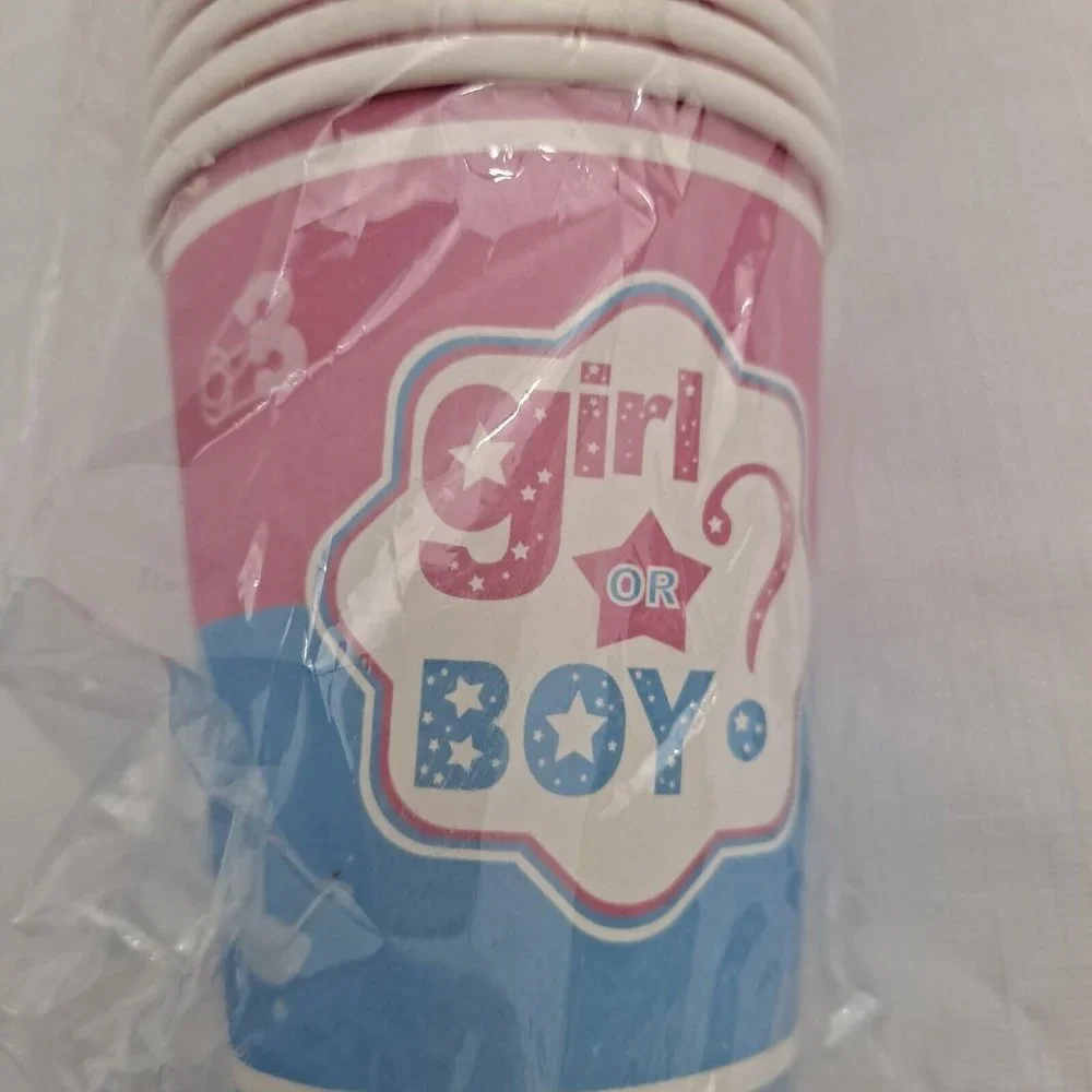 Gender Reveal Party Cups Girl Or Boy Paper Punch Drinking 24 count